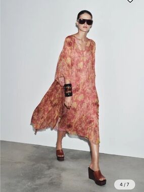 Zara Floral Maxi Dress in Dusty Rose and Mustard